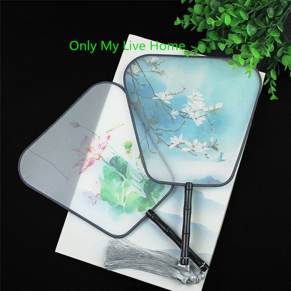 

printed fabric portable square fan hand handle vintage chinese silk hand fan dance costume decorative prop fan