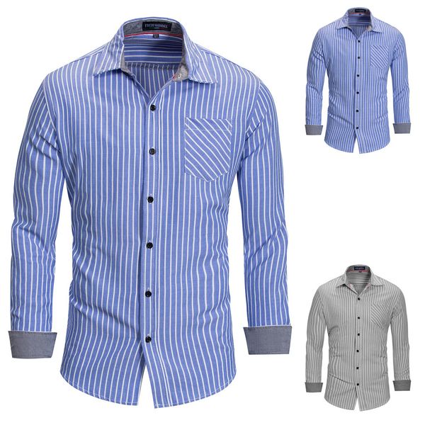 

men's solid stamped blouse new style long sleeve shirt printed long-sleeved casual shirt men fit buttons dropshipping, White;black