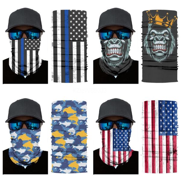 

magic head skull scarf cycling face shield mask seamless tubular camouflage sport bandana hunting neck gaiter women men bycycle#787, Blue;black