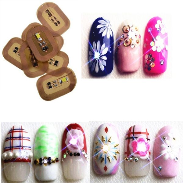 

women nfc nail art tips stickers diy phone led light flash party decor nail tips g6ke, Silver;gold