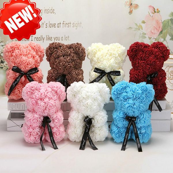 

valentines day gift 40cm red rose teddy bear rose flower artificial decoration christmas gifts women valentine day kids birthday gift