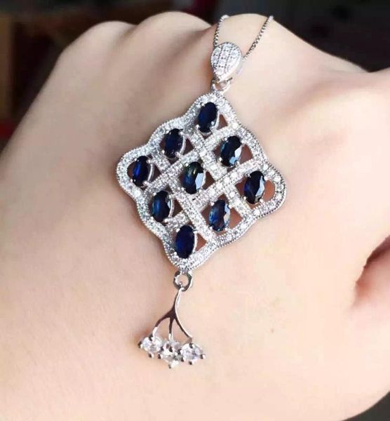

sapphire pendant necklace natural and real sapphire 925 sterling silver pendant