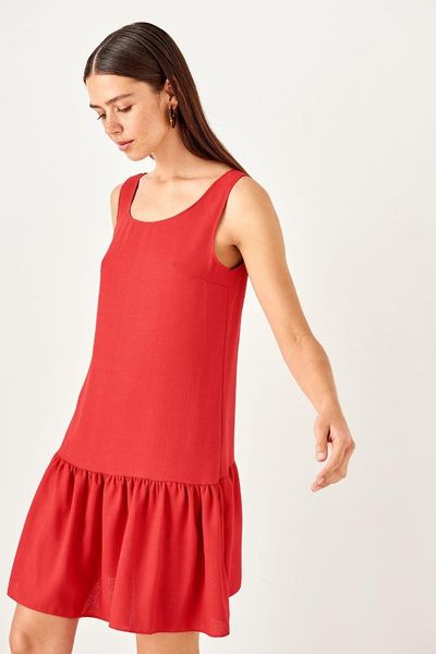

trendyol red back lacing detail dress twoss19wr0063, Black;gray