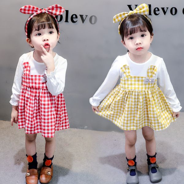 

девушки 2019 новый стиль девушки весной платье для девочек принцесса юбка младенцы младенца с длинным рукавом западного типа способа юбки, Red;yellow