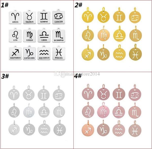 

12 zodiac signs pendant jewelry accessories for necklace bracelet earrings stainless steel constellation charms pendant ing, Bronze;silver