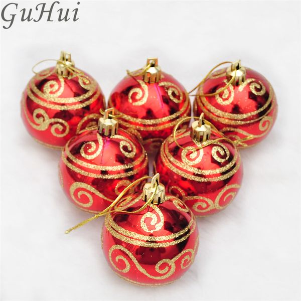

6pcs glitter christmas balls christmas tree ornaments 6cm colorful golden bronzing wave pattern balls hanging pendants decor