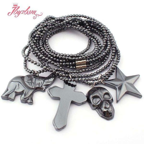 

3mm black faceted round (no magnetic) hematite natural stone beads for woman tribal fashion jewellery necklace 23" ing, Silver