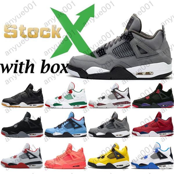 

new black cat 4 4s white cement men sports designer sneakers red sneaker 4s basketball shoes version sneakers with box