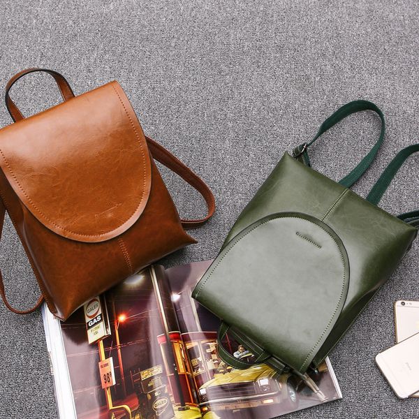 

2019 new leather women's bag soft face retro college women's fashion bag