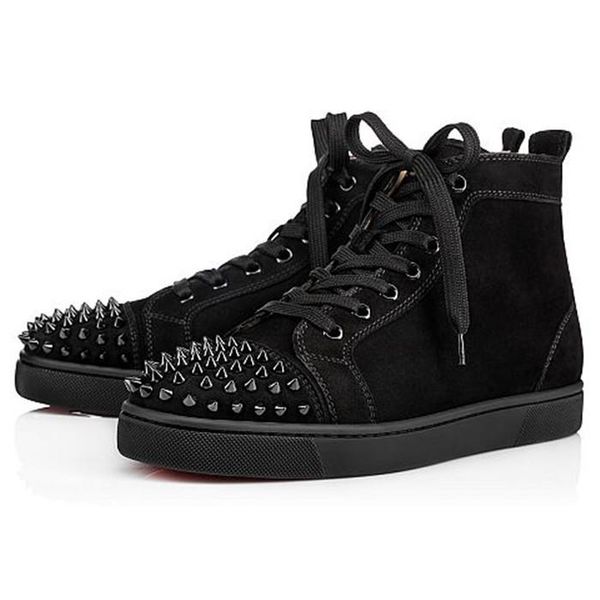 

fast delivery new high-end brand rhinestone high-toe rivet men's shoes genuine leather couple casual women's shoes, Black