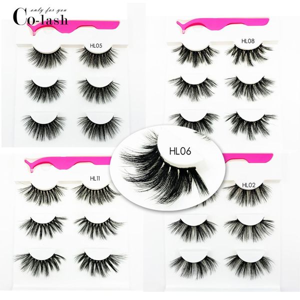 

colash faux mink eyelashes +tweezers super long 25mm 3 pair faux mink false eyelashes fake lashes 3d lashes eyelash