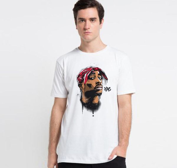 

men's wear printed tupac 2pac t-shirt short sleeve o collar white t-shirt hip hop dirty braid harajuku street, White;black
