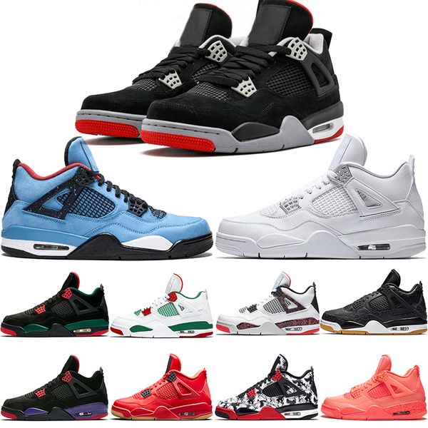 

2019 bred 4 4s men basketball shoes tattoo singles day raptors pure money royalty punch mens designer trainer sport sneaker size 41-47
