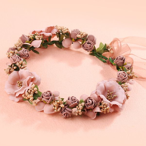 2Pcs Neue Girlande Braut Kopfschmuck Hochzeit Kranz Simulation Blume Stirnband Mädchen Meer Urlaub Strand Zubehör Kopfschmuck