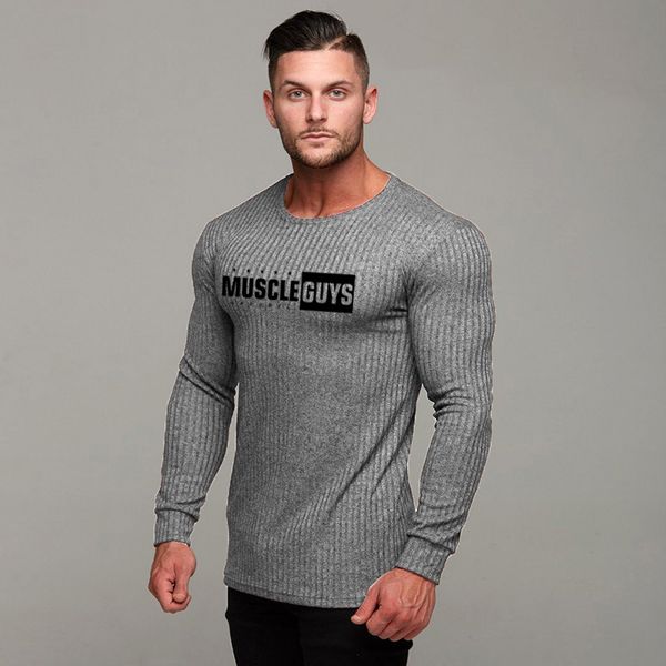 

muscleguys brand autumn sweater mens fashion casual male sweater o-neck slim fit knitting men sweaters pullovers, White;black