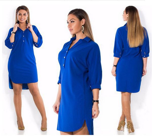 

женщины нерегулярное рубашка платья отворотом шеи длинным рукавом однобортный повседневные платья famale сплошной цвет одежды, Black;gray