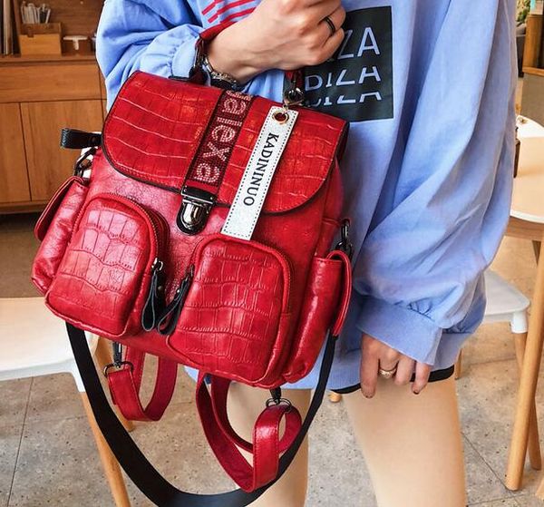 

горячие бренд женская мода рюкзак дизайнеры камень шаблон инкрустированные горный хрусталь замок имитация пиратский рюкзак сплошной цвет сум