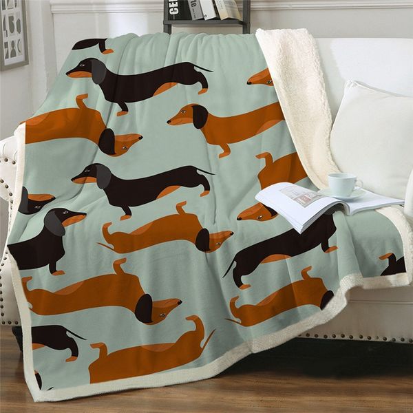 

bedding sherpa throw blanket 3d dachshund dog printed bedspread purple brown plush blanket fleece throw