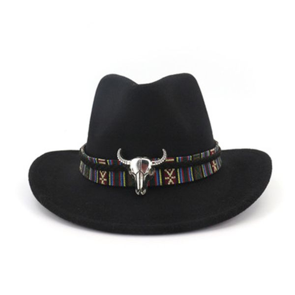 

newly men women retro felt cap western cowboy wide brim cap fif66