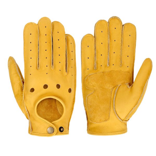 

motorcycle gloves goatskin leather moto gloves summer breathable motorbike riding full half finger gloves guantes moto, Black