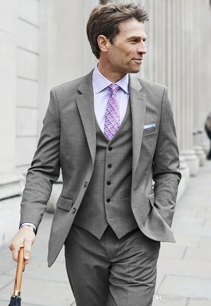 

three piece grey evening party men suits notch lapel trim fit custom made wedding tuxedos (jacket + pants + vest+tie)w:494, Black;gray