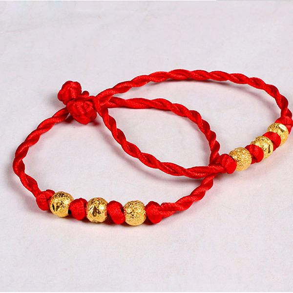 

hand-woven red rope bracelets gold color beads charm bracelet for women men wholesale, Golden;silver