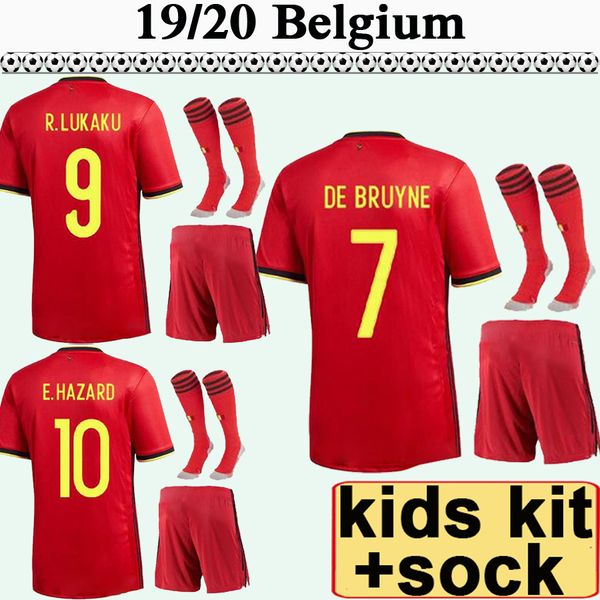 

2019 belgium kids kit e. hazard de bruyne soccer jerseys kompany lukaku home child football shirts national team mertens fellaini uniforms, Black