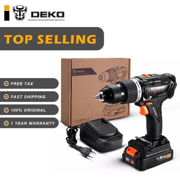 

deko gbd20du3 20-volt max brushless electric impact drill cordless screwdriver 2 ah lithium-ion battery 13mm 2-speed 58nm torque