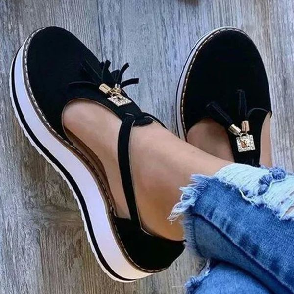 

vintage sandals women flat platform ladies sewing shoes woman fashion tassel comfortable sandals female chaussures summer 2020 y200702, Black