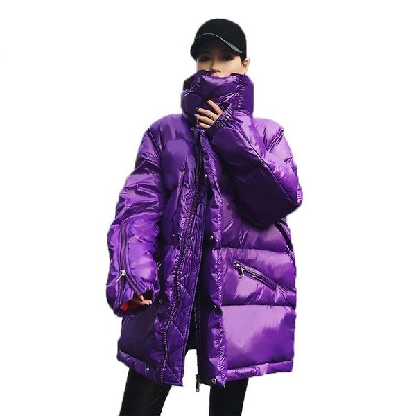 

new down cotton jacket women autumn winter solid hooded padded coat casual thicken warm parka pockets female waterproof coat, Black