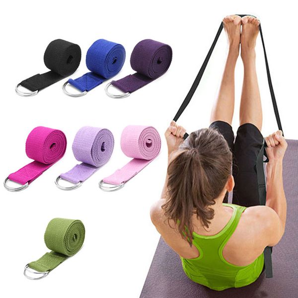 

women yoga stretch strap multi-colors d-ring belt fitness exercise gym rope figure waist leg resistance fitness bands yoga belt