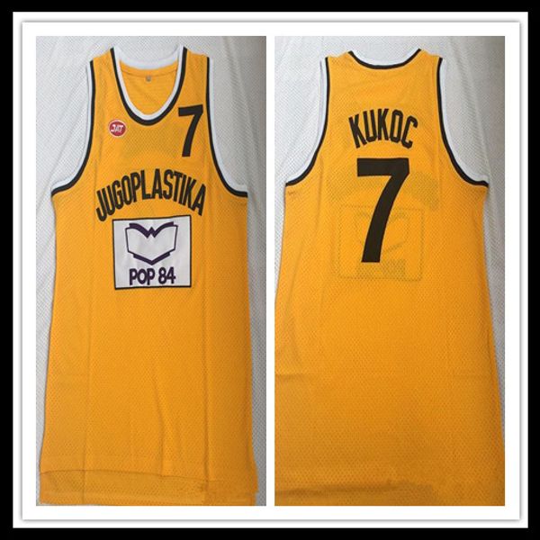 Maglia da basket Jugoplastika Split the Movie 7 Toni Kukoc da uomo a buon mercato Ed Giallo Mix Ordine Taglia S-XXL