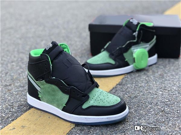 

2020 authentic 1 high zoom rage green black suede men basketball shoes with original box sports sneakers ck6637-002 #13;jordan