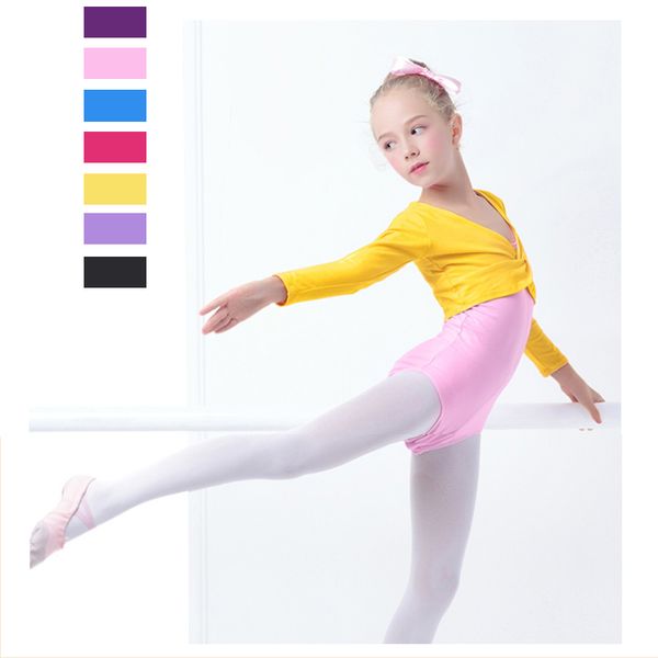 

girls ballet crop dance leotards wrap high waist ballet clothes children long sleeve gymnastics leotard overall, Black;red