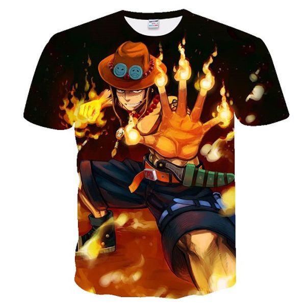 

dressing2020 new anime tshirt summer men's funny fire print one piece 3d t-shirt male hip hop streetwear o-neck t shirts &tees shirt, White;black