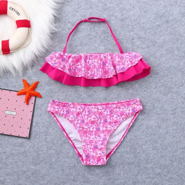 

лето девочки бикини set split swimsuit 2020 девушки ruffles цветочные печати два купальник дети бич нарядах a55