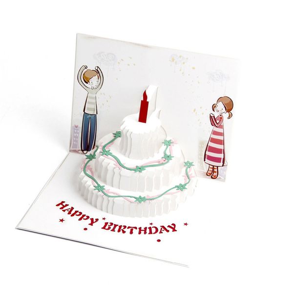 

up cute greeting birthday card funny diy craft 3d postcard color printing candle cake handmade modern style with envelope