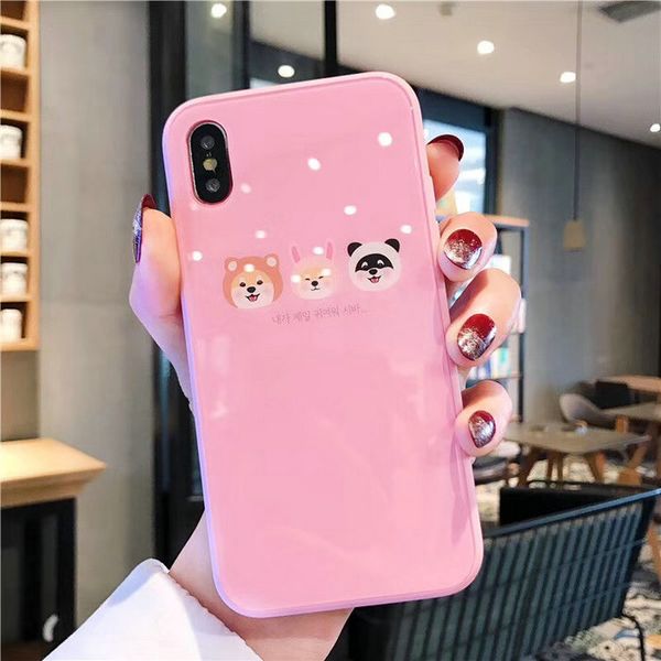 

Крышка случая закаленное стекло мультфильм животных для iphone XS max X XR 7 7 плюс 8 8 плюс