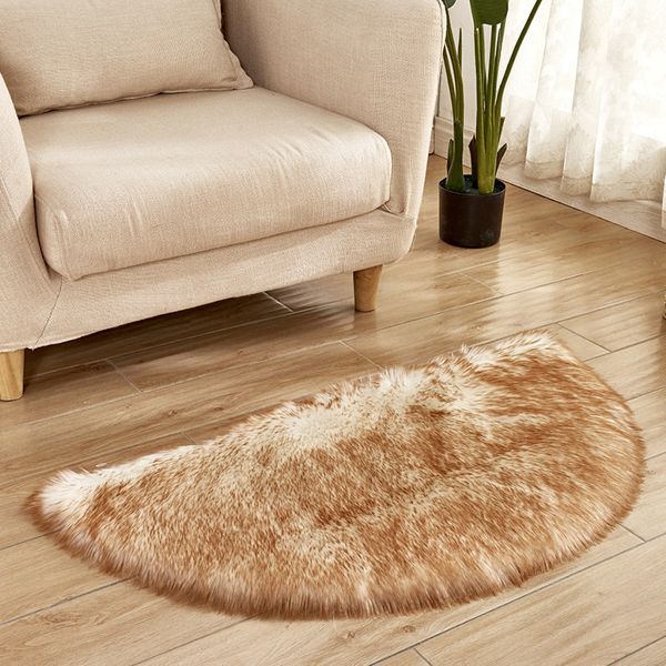 

semicircle plush carpet shaggy area rug kitchen dining floor carpet 45x90cm non-slip mat for living room soft door mat for home