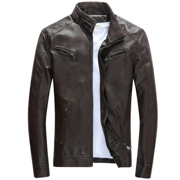 

new locomotive leather jacket mens jaqueta de couro masculina new vintage design motorcycle leather jacket male casual coats, Black