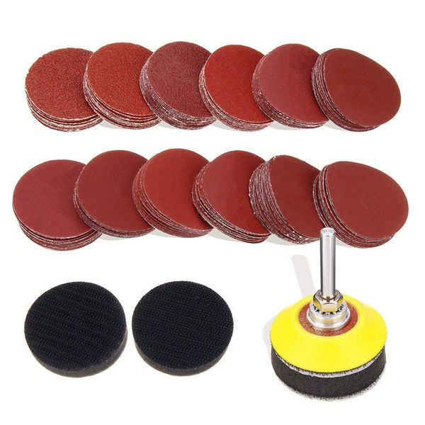 

new 120pcs 2 inch sanding discs pad with 1/4 inch shank backer plate and 2pcs sponge cushions for drill grinder rotary tools 60