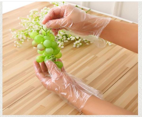 

100шт/уп прозрачный eco-содружественные устранимые перчатки латекса пластиковые готовка еды безопасный дом от вирусов бактерий перчатки беск