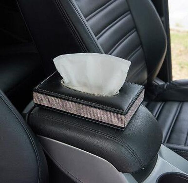 

home car bling rhinestone paper towel box napkin cover tissue case black