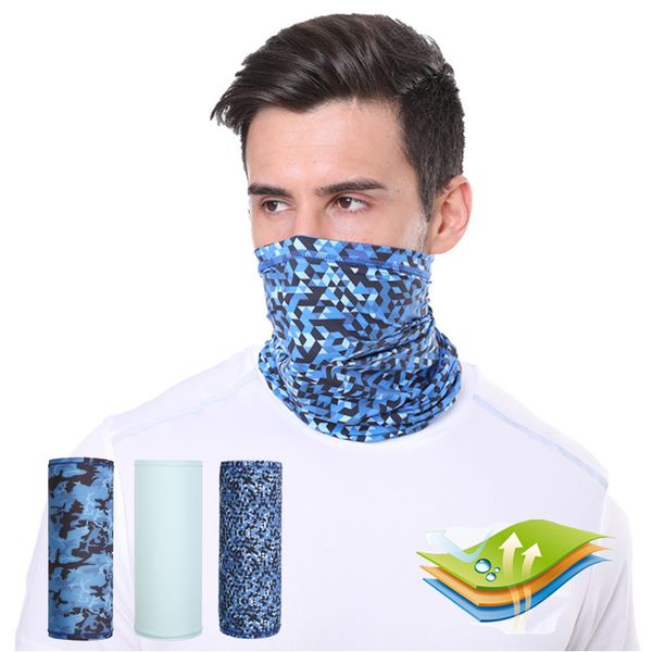

ice fabric sweat hiking scarves solid breathable camping soft uv protect neck mask men women running scarf, Black