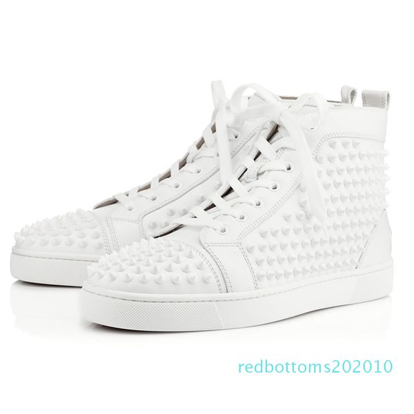 

2019 designer sneakers red bottom shoe low cut studded spikes luxury for men and women shoes party wedding crystal leather sneakers r10, Black