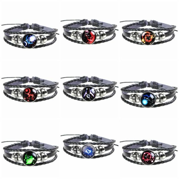

12 banglefashion 12 constellation star zodiac charms fashion with beads constellations bracelets f zodiac sign leather, Black