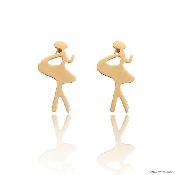 

Minimalist Ballet Dancing Girl Stud Earrings New Fashion Golden Color Stud Earrings Elegant Gift For Women Girl Wholesale E0393