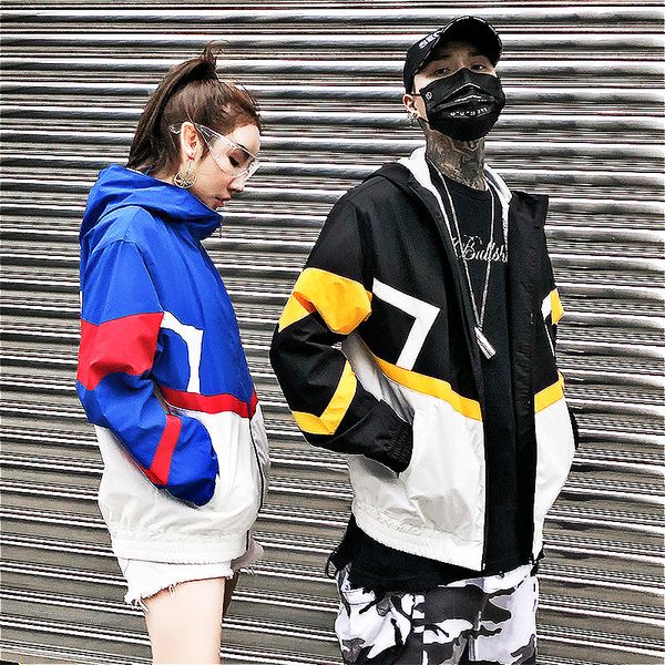 

мужская куртка женская мода прилив пара круто куртка с принтом ветровка уличная одежда дизайнер осенние куртки молния тонкий стиль s-xxl, Black;brown