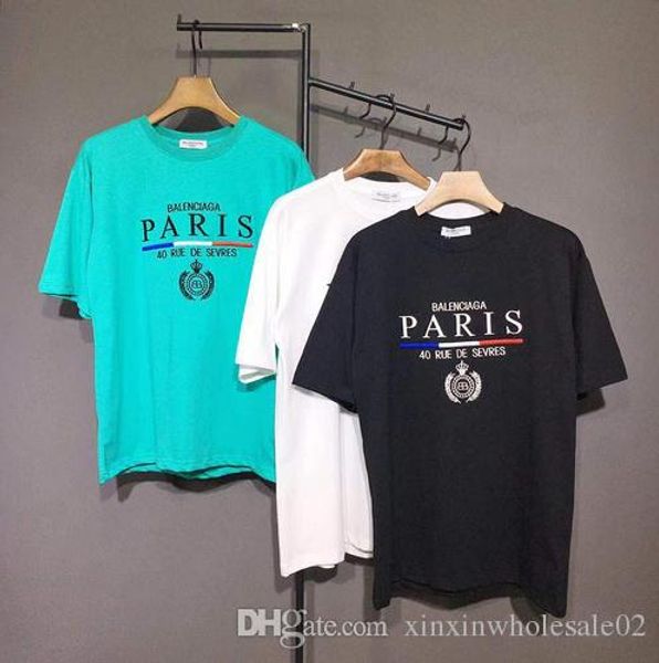 

20ss европейский французский мода высокое качество хлопок весна и лето последние высокое качество письмо печати футболка топ европейский пов, White;black