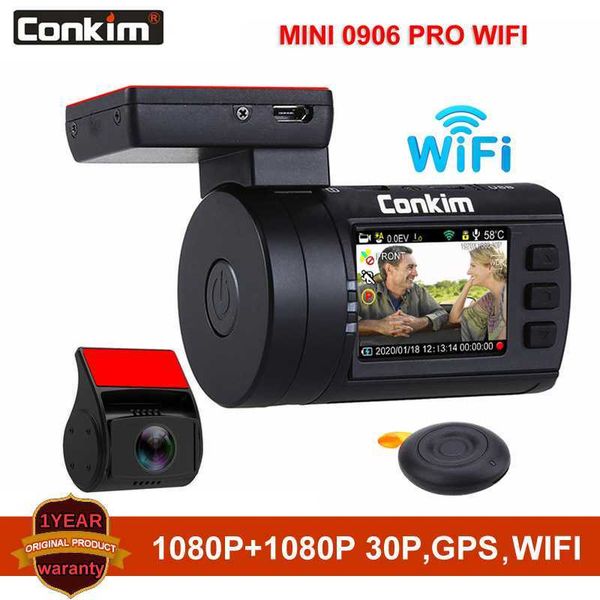 

conkim mini 0906 pro wifi dual 1080p lens gps car dash camera loop recording night vision rf remote controller car dvr
